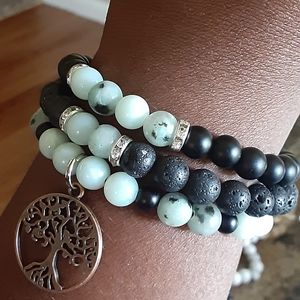Amazonite Lava Stone Healing Combo Set